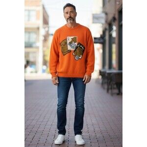 Winter War Selection Sweater Men's Size 2XL Orange with Hat